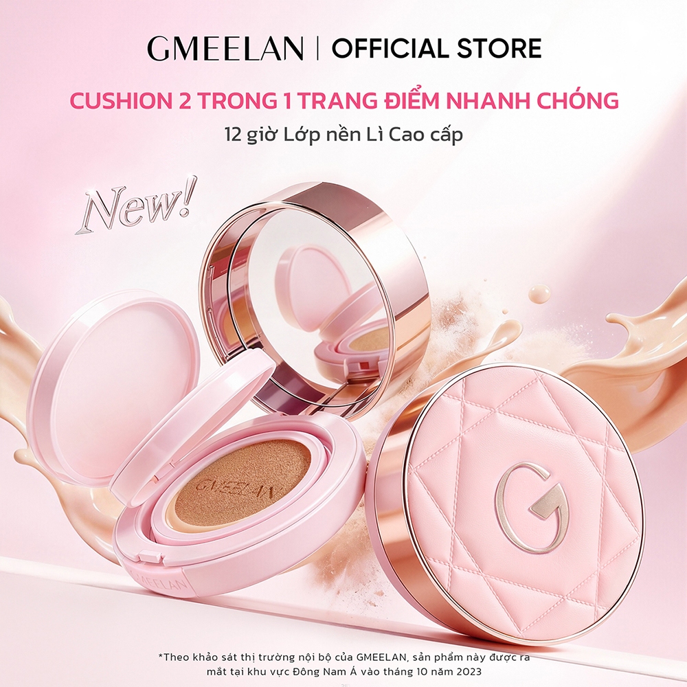 【Hàng mới】GMEELAN CUSHION BLACK TRUFFLE BHA HIGH COVER 2-IN-1 PINK CUSHION Che khuyết điểm cao,Lâu t
