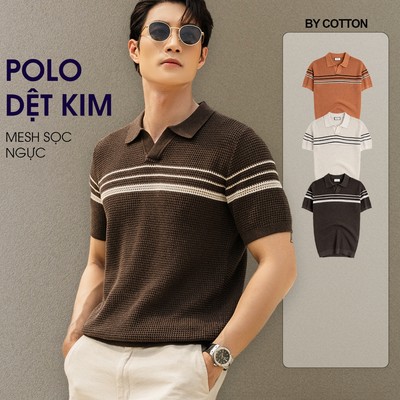 Áo Polo Nam Cao Cấp Dệt Kim Mesh Sọc Ngực - Luôn Tặng Hộp Đóng - BY COTTON