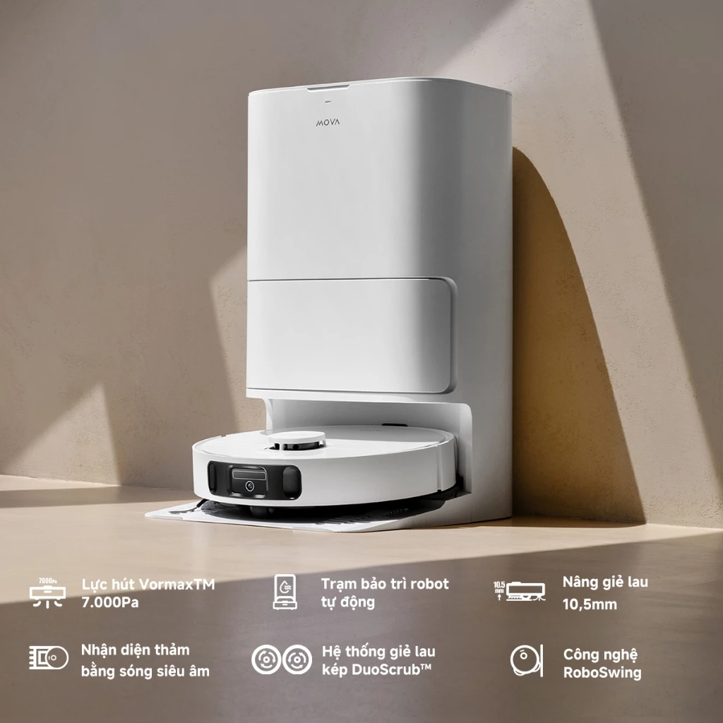 Robot Hút Bụi Lau Sàn Mova E30 Ultra Lực Hút 7000Pa Tự Động Giặt Giẻ Đổ Rác - Bảo Hành Chính Hãng 36