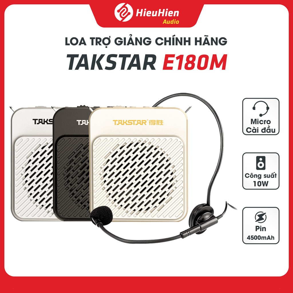 Máy Trợ Giảng Takstar E180M Chính Hãng | Loa Trợ Giảng 10W Mic Có Dây USB TF Card Pin 20 Giờ BH 12 T