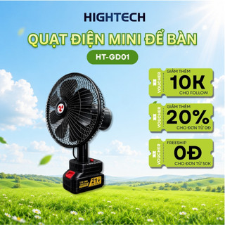 [Hỏa Tốc HCM] Quạt Tích Điện Mini Để Bàn - Xoay 180 Độ, Dùng Liên Tục 8-12H, 2 Công Suất Gió - Hightech House