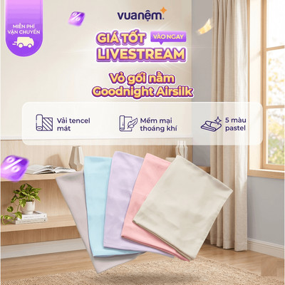 Vỏ Gối Goodnight Airsilk Tencel Cao Cấp 5 màu pastel - Goodnight Bedding (1 chiếc)