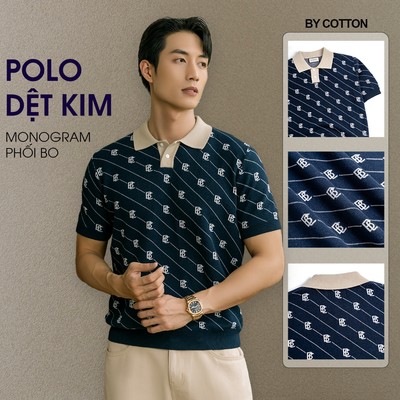 [BEST SELLER] Áo Polo Nam Cao Cấp Dệt Kim Monogram Phối Bo - Luôn Tặng Hộp Đóng - BY COTTON