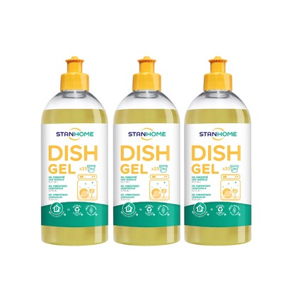 Set  3 Gel rửa bát đậm đặc chuyên dụng cho máy rửa bát All in One Stanhome DISH GEL 500ml/chai