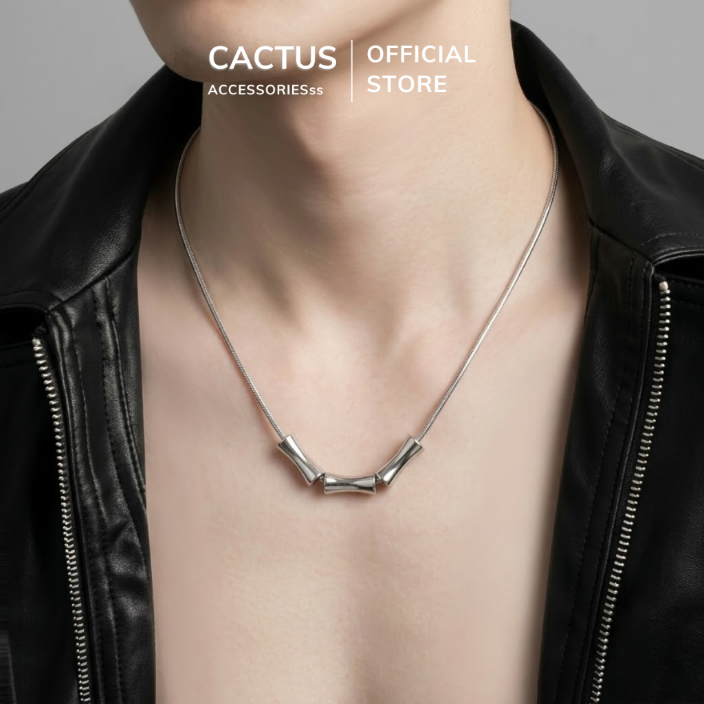Dây chuyền nam phối nhẫn, phối mặt đốt trúc Cactus Acc, thiết kế Unisex basic, thép Titan không gỉ