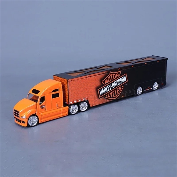 Mô hình xe container Harley Davidson orange Delivery Truck - Design Custom Haulers 1:64 Maisto