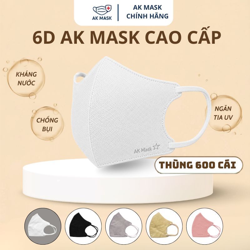 [25.7 GIẢM 200K] GIFT 20C 600 Cái Khẩu Trang 6D AK MASK Kháng Khuẩn, Bụi, Tia UV 3 Lớp Hàng Chính Hã