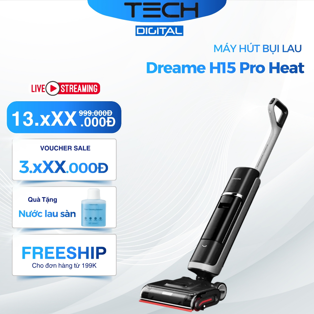 [Hỏa Tốc 2H] Dreame H15 Pro Heat Lực 22.000 Pa, Giặt 100 Độ Máy Hút Bụi Lau Sàn - Chính Hãng