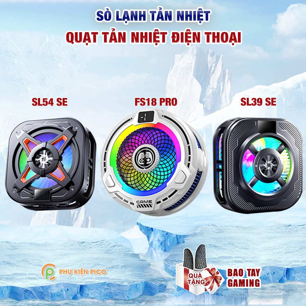 Quạt tản nhiệt điện thoại sò lạnh từ tính FS18 Pro AI / SL54 có ngàm kẹp rời giảm nhiệt nhanh hỗ trợ
