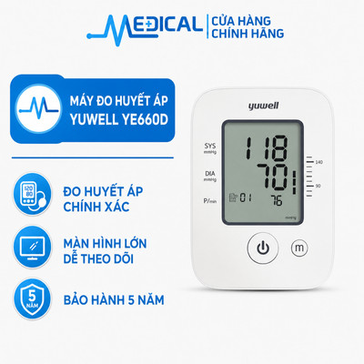 Máy đo huyết áp điện tử bắp tay YUWELL YE660D chính hãng bảo hành 5 năm