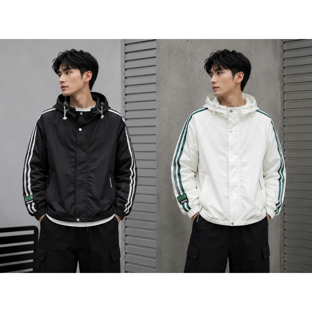 Áo Khoác Dù Nam Nữ 2 Lớp Phối nón Phối Viền Tay Chất Liệu Dù Cao Cấp MS04 Size M L XL XXL MS04