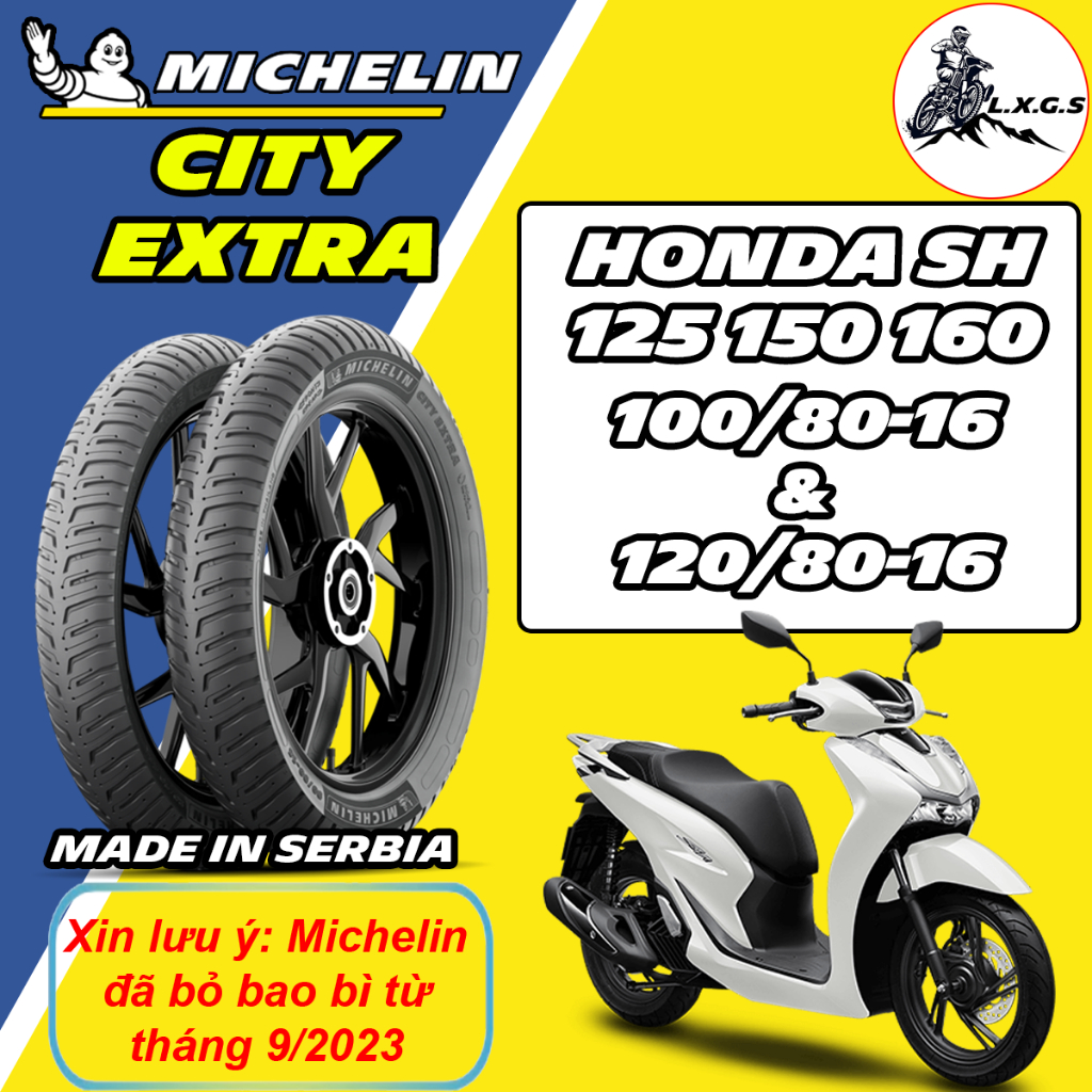 (CITY EXTRA - SH 125 150 160) Vỏ lốp xe Michelin City Extra hàng Châu Âu Serbia 100/80-16& 120/80-16