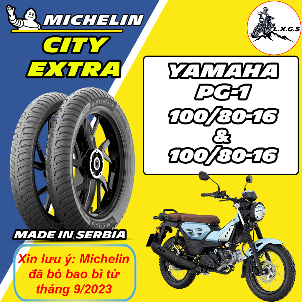 (CITY EXTRA - PG1 & QUANTUM) Vỏ lốp xe Michelin City Extra (Serbia) size trước & sau 100/80-16
