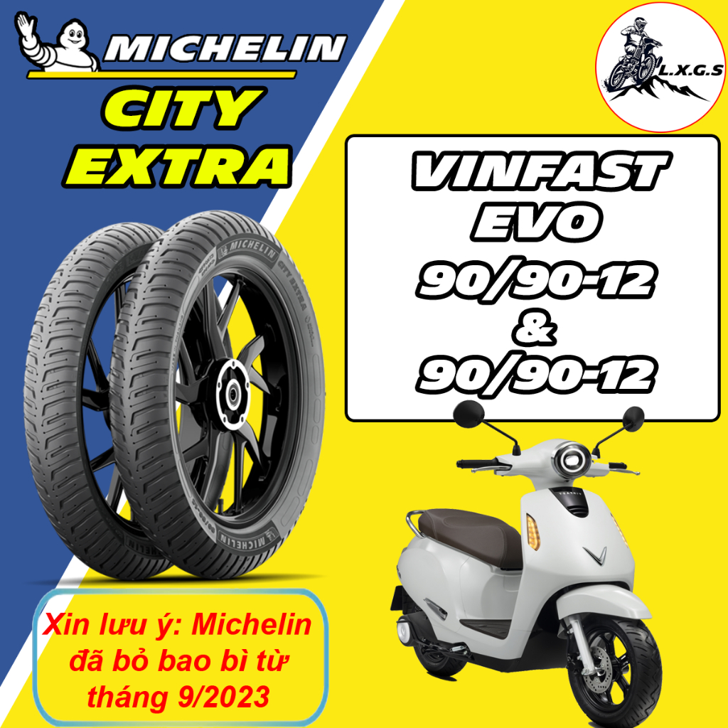 (CITY EXTRA - VINFAST EVO) Vỏ lốp xe Michelin City Extra cho EVO 90/90-12 & 90/90-12, vỏ ko ruột