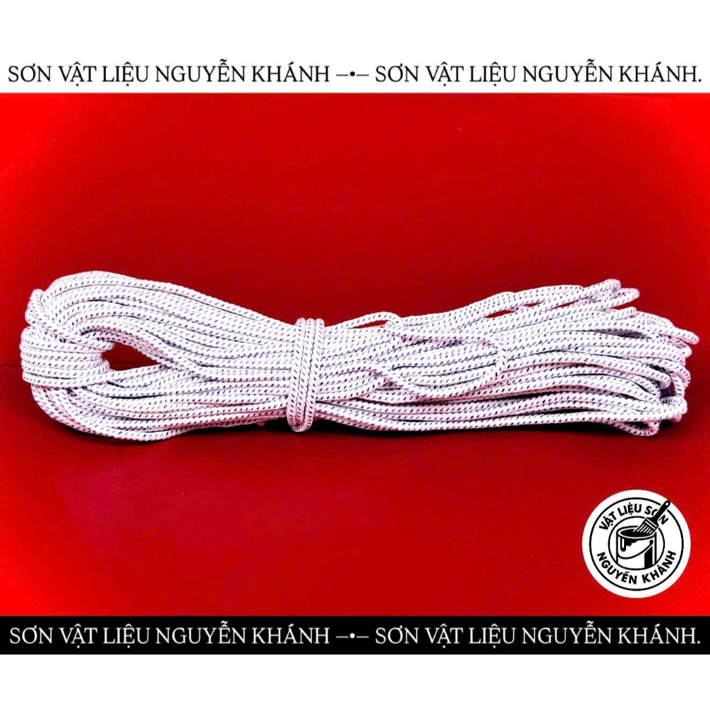 DÂY THỪNG BỆN MÀU TRẮNG SỌC XANH 5M – DÂY DÙ TRẮNG NHỎ, CHẮC CHẮN, DỄ SỬ DỤNG