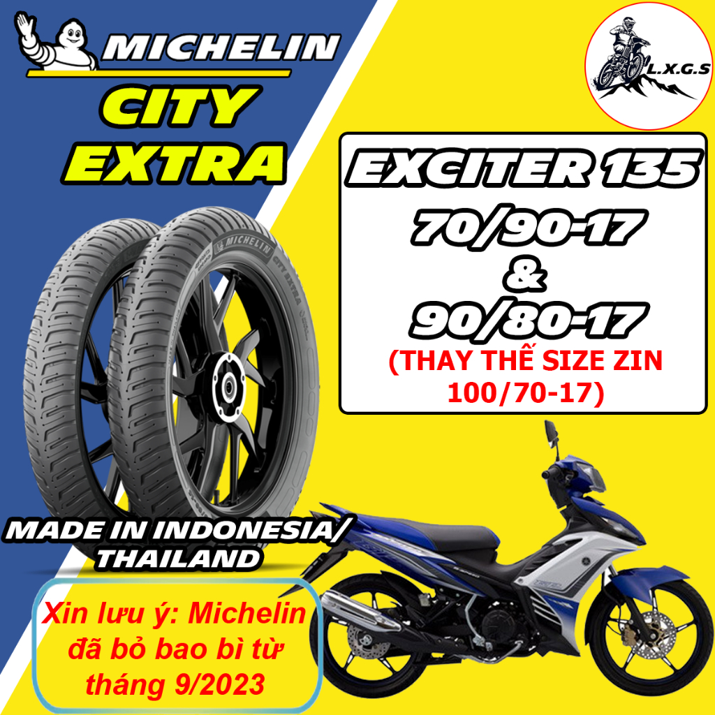 (70/90-17& 90/80-17 - CITY EXTRA - EX 135) Vỏ lốp xe Michelin City Extra cho EXCITER 135 5 SỐ CÓ CÔN