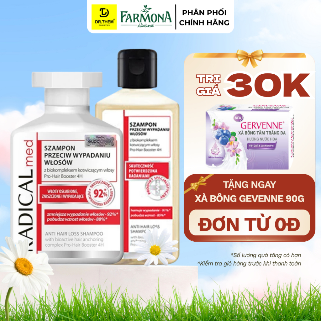 Dầu Gội Đầu Farmona Radical Làm Sạch và Giúp Ngăn Ngừa Rụng Tóc Med Anti-Hair Loss Shampoo 100ml / 3