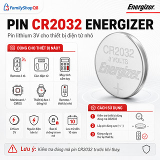 CR2032 Energizer Lithium Dung Lượng Cao Dùng Cho Airtag, Smartkey, Đồng Hồ, Cân Điện Tử.