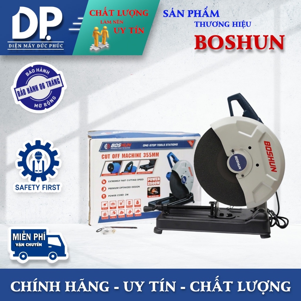 Máy Cắt Sắt Bàn BOSHUN BS-CS2500W, Công Suất Lớn 2500w, Kèm Lưỡi 355mm - Động Cơ Dây Đồng 100%