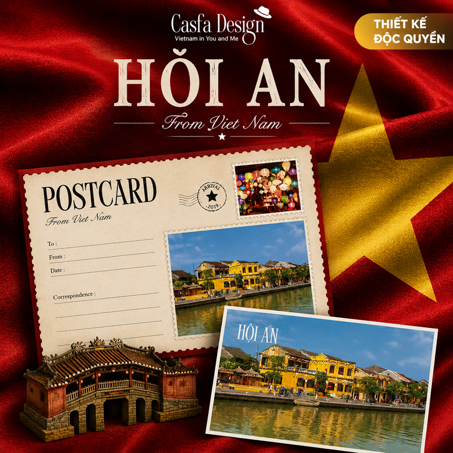 [Combo 10] Thiệp Postcard bưu thiếp Hội An, phong cách vintage Casfa Design