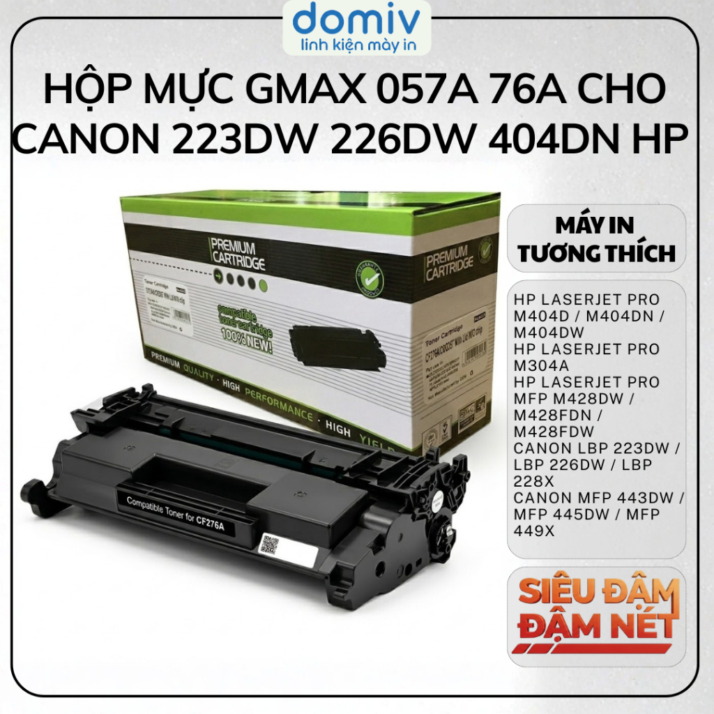 Hộp Mực GMAX 057A 76A Có Chip Cho Canon 223DW 226DW 404DN HP M304 M404D M404DN M428FDN Giá Tốt