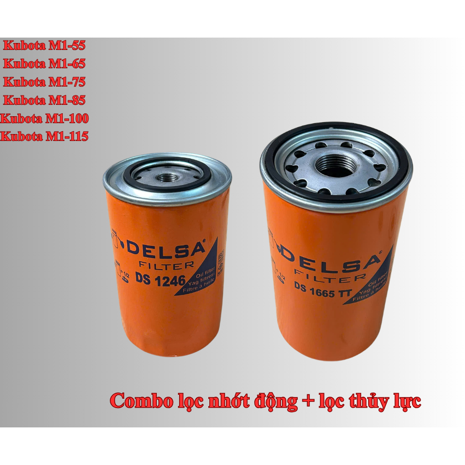 Combo Lọc Nhớt Động Cơ + Lọc Thủy Lực Kubota M1-55 M1-65 M1-75 M1-85 M1-100 M1-115