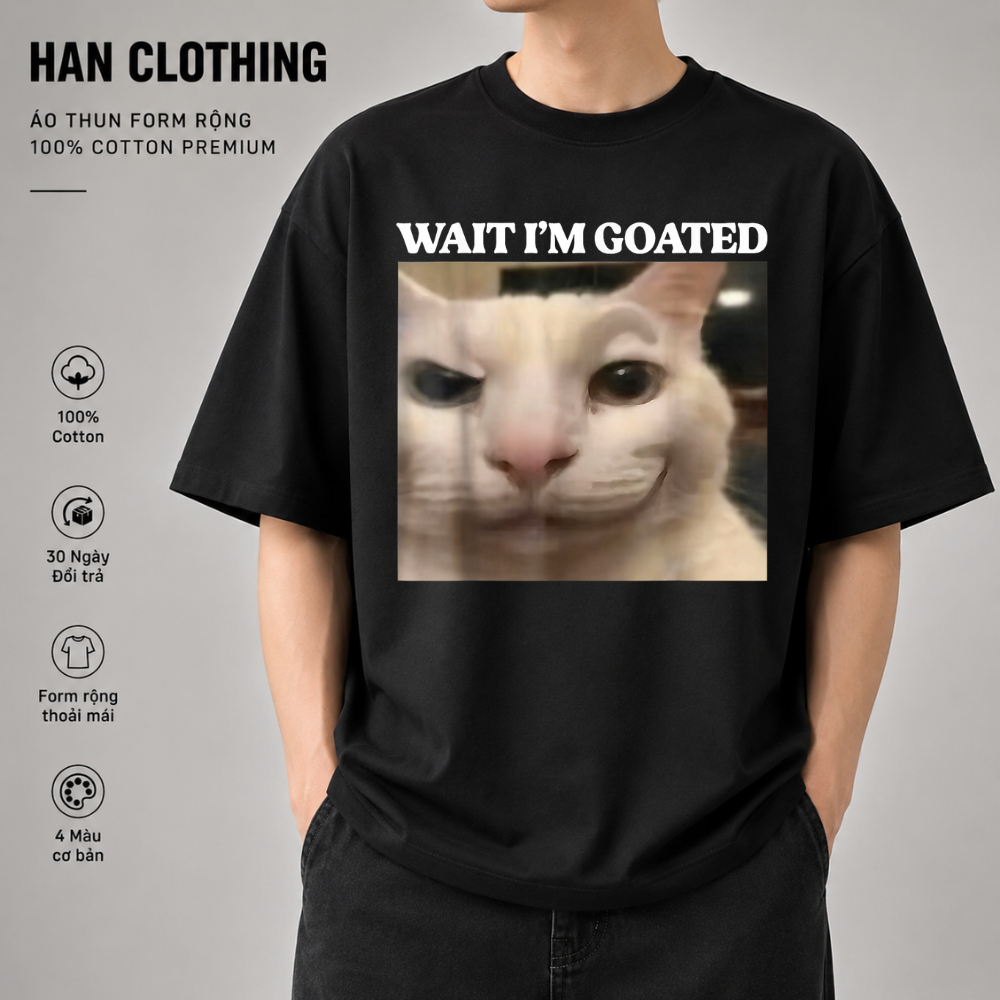 Áo Thun Meme Hài Hước Mèo Meme Cat, Áo Thun Oversize Hài hước, Premium Cotton 4 Chiều Nam Nữ