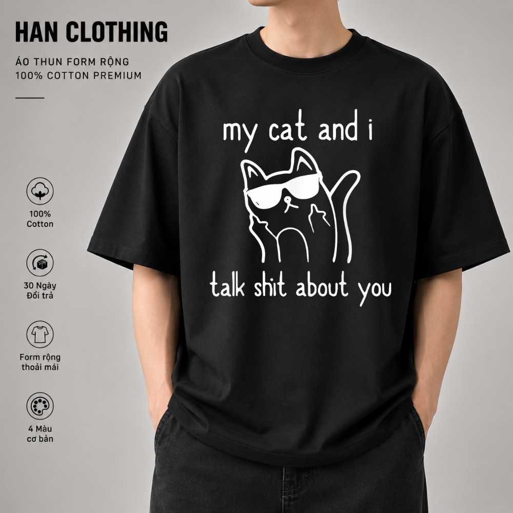 Áo Thun Meme Hài Hước Mèo Meme Cat, Áo Thun Oversize Hài hước, Premium Cotton 4 Chiều Nam Nữ