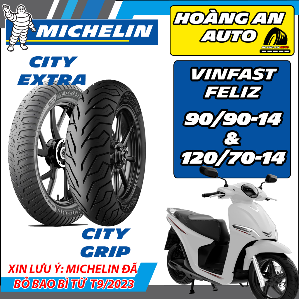 (MICHELIN - VINFAST FELIZ) Vỏ lốp xe Michelin size 90/90-14 CITY EXTRA & 120/70-14 CITY GRIP