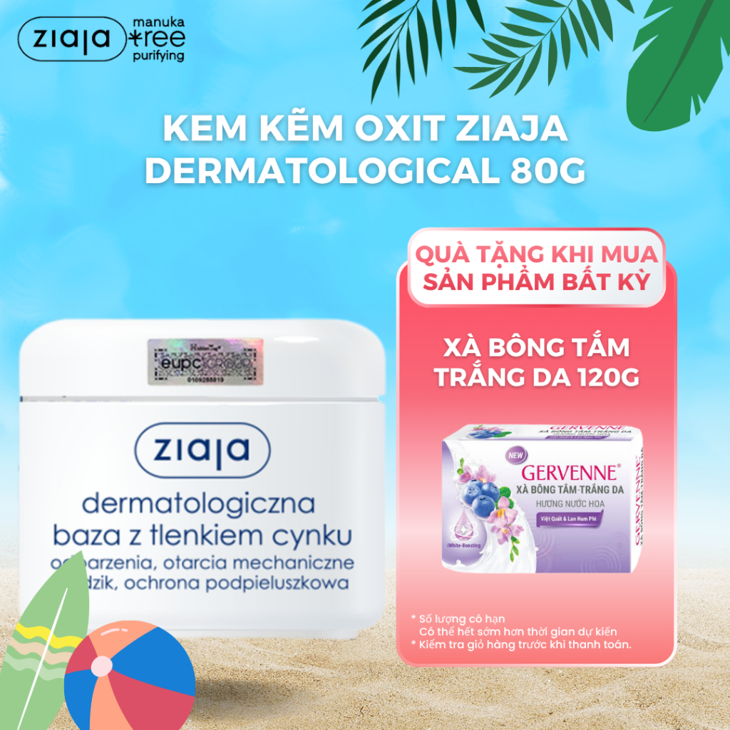 Kem Kẽm Oxit - Ziaja Dermatological Base With Zinc Oxide 13% - 80g