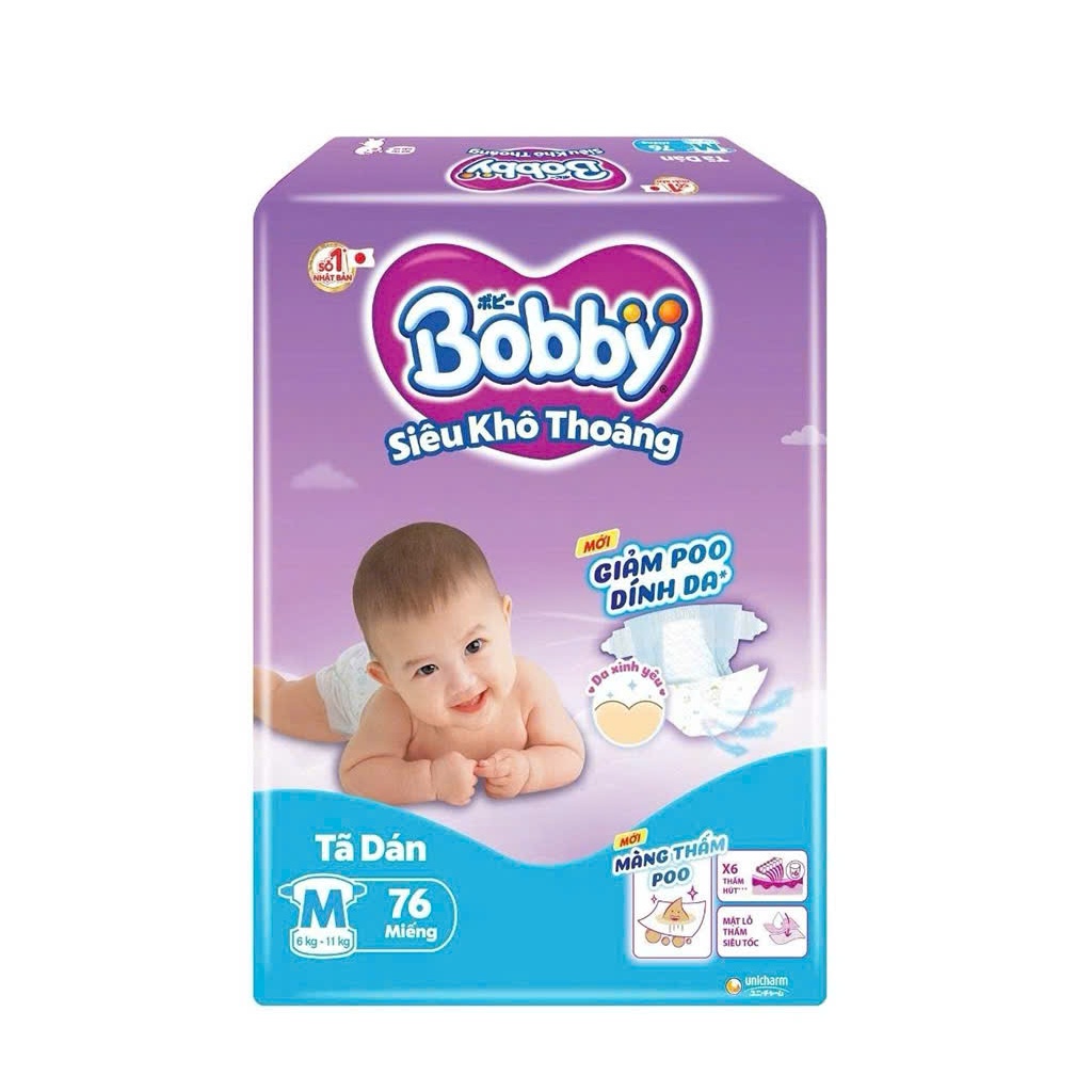 (Hỏa Tốc) Bobby Tả Dán Size M76 Miếng (6-11kg)