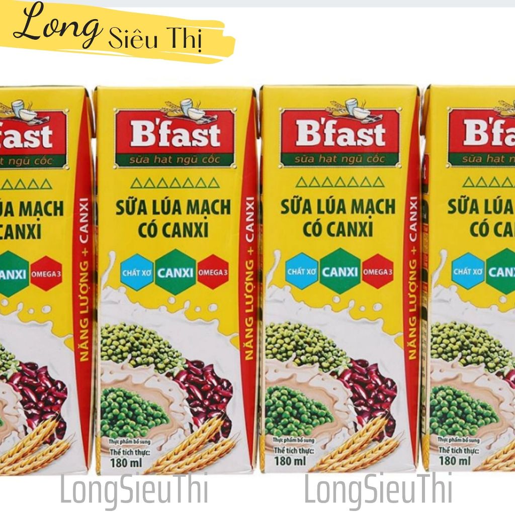20 Hộp x180ml Hộp Sữa Ngũ Cốc Lúa Mạch BFAST Vị Ca Cao 180ml