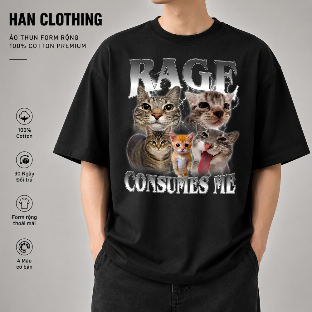 Áo Thun Meme Hài Hước Mèo Cat Meme, Áo Thun Oversize Hài hước, Premium Cotton 4 Chiều Nam Nữ
