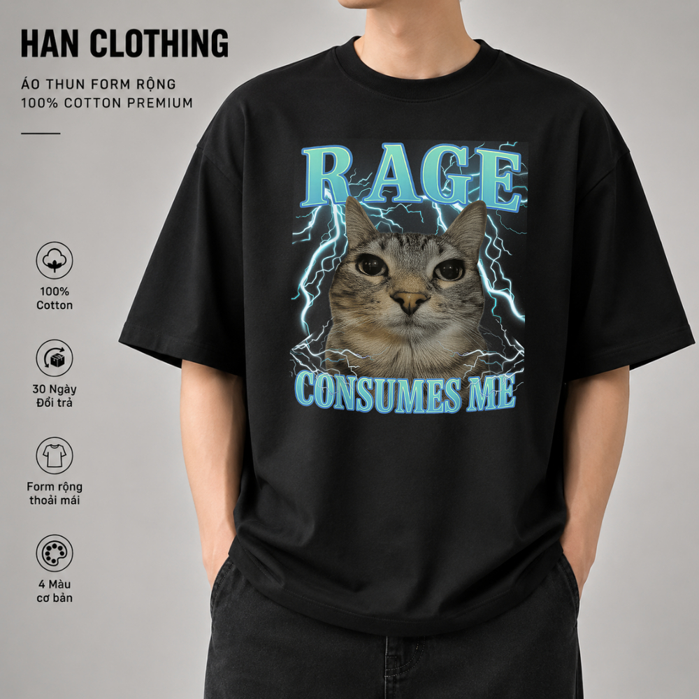 Áo Thun Meme Hài Hước Mèo Cat Meme, Áo Thun Oversize Hài hước, Premium Cotton 4 Chiều Nam Nữ