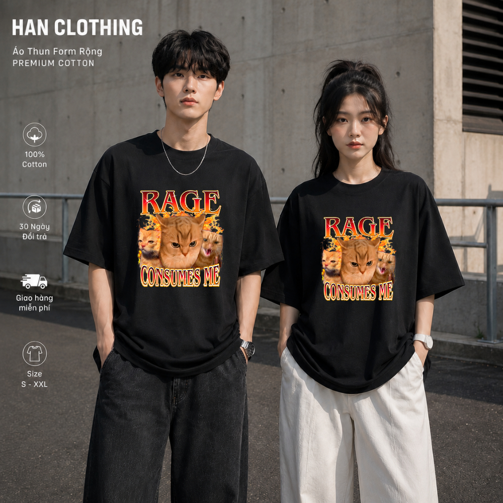 Áo Thun Meme Hài Hước Mèo Cat Meme, Áo Thun Oversize Hài hước, Premium Cotton 4 Chiều Nam Nữ