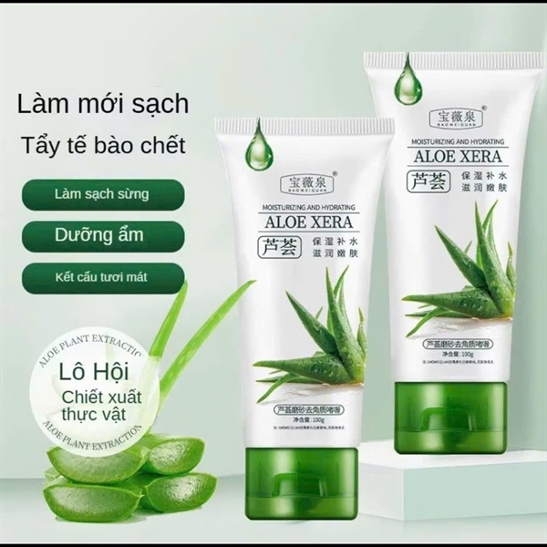 [Combo 3 Tuýp] Gel Tẩy Tế Bào Chết ALOE XERA Nha Đam 100g Anh Toàn Không Gây Kích Ứng Da