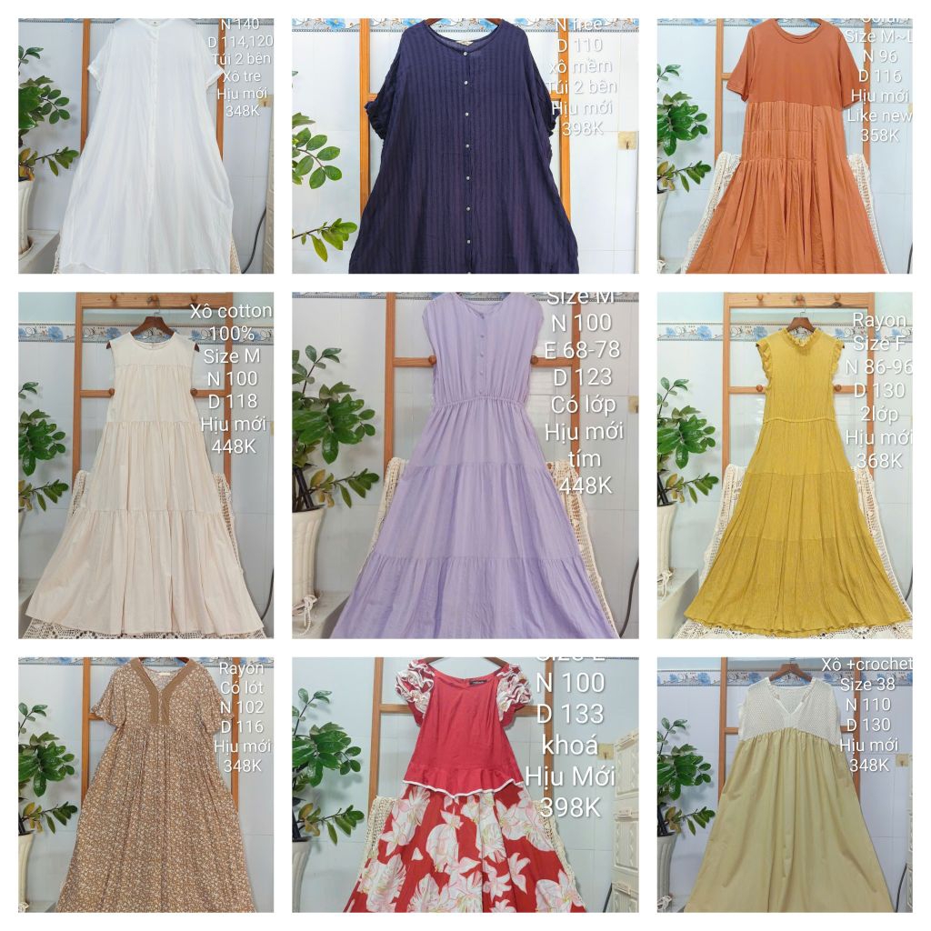 [2hand Nhật] Đầm váy form suông rộng xô linen 2hand Nhật si tuyển hiệu mới
