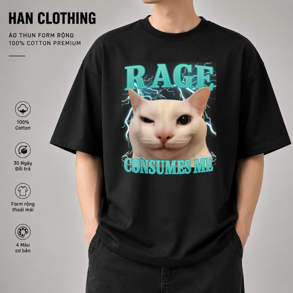 Áo Thun Meme Hài Hước Mèo Cat Meme, Áo Thun Oversize Hài hước, Premium Cotton 4 Chiều Nam Nữ