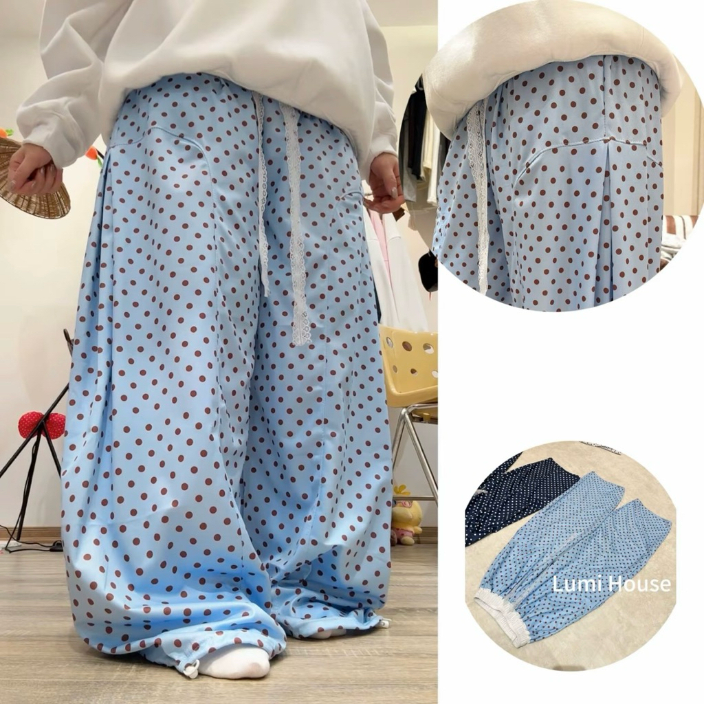 PASS QUẦN DÀI CHẤM BI BEE BLUE LUMI HOUSE SIZE S (ảnh thật từ hình 2)