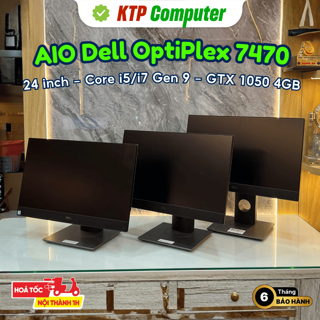 Máy tính AIO Dell OptiPlex 7470 (24 inch - Core i5/i7 Gen 9 - VGA GTX 1050 4GB - WiFi, Webcam)