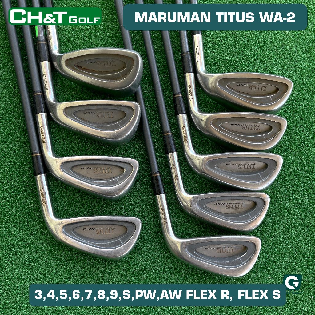 Bộ gậy golf sắt Maruman Titus WA-2 9 cây 3,4,5,6,7,8,9,PW, AW Flex S,R nguyên bản nhập khẩu nhật