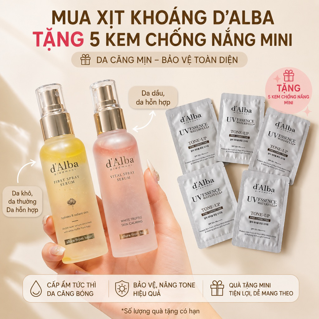 <TẶNG KCN Dabal mini>Serum dạng xịt khoáng D'Alba căng bóng da First Spray Serum 100ml