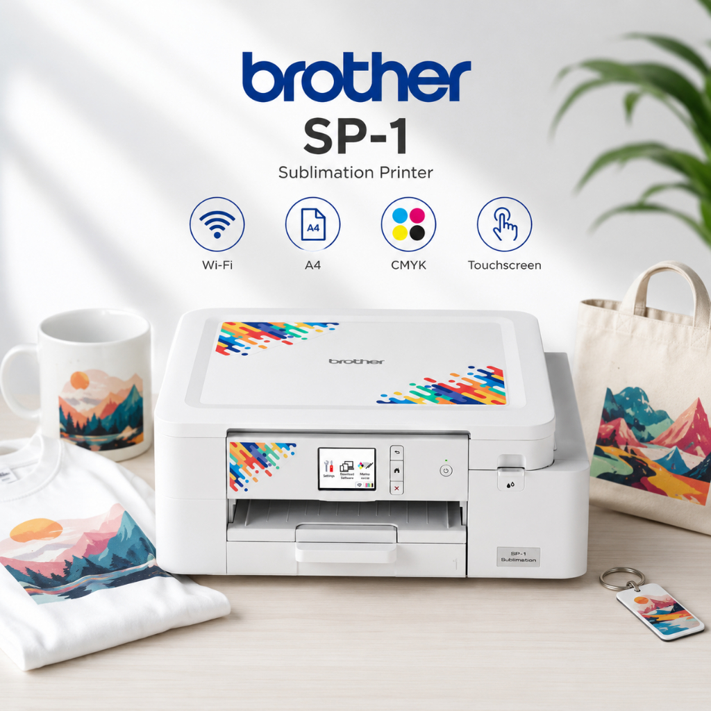 Máy in thăng hoa Brother SP1, in chuyển nhiệt trên áo thun, túi tote, ly sứ, quà tặng cá nhân hóa