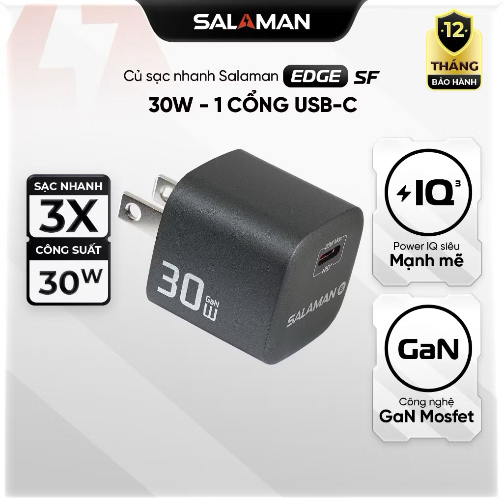 Củ Sạc Salaman 20W/30W SLM EF GaN SLM-PD20-4A (20W) SLM-PD30-4A (30W)