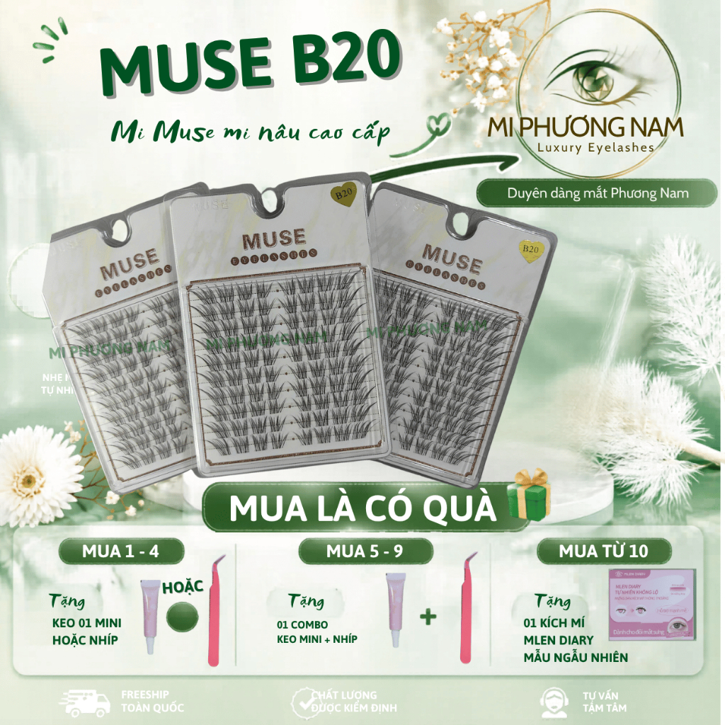 MUSE B20 - Mi Giả Nâu MUSE B20 | Mi Em Bé Màu Nâu Tự Nhiên | Brown Natural Eyelashes Mi Phương Nam
