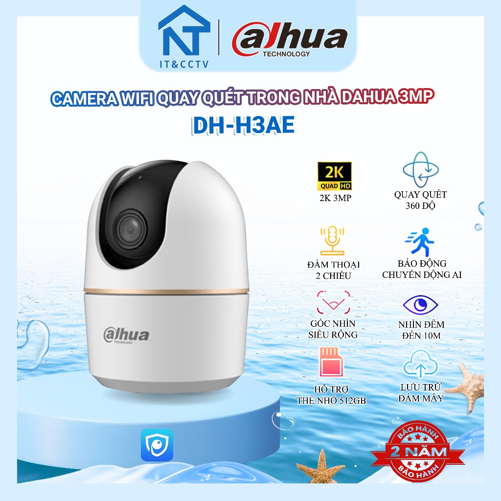 Camera IP WiFi Dahua H3AE H5AE 3MP/5MP – Quay Quét 360°, Đàm Thoại 2 Chiều, Auto Tracking