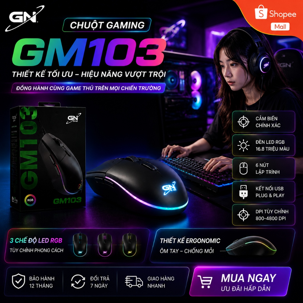 Chuột G-NET GM103 Pro ( Chính hãng bảo hành 12T)