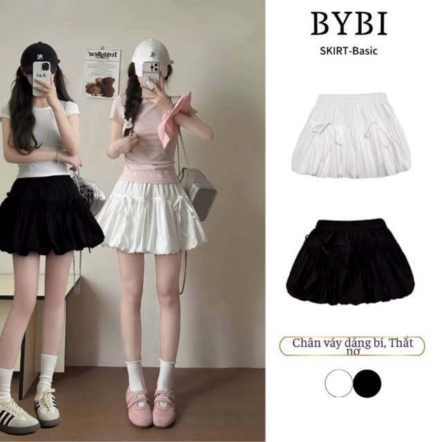 Chân Váy Nữ dáng Bí xoè BIBY- Thắt nơ eo cao
