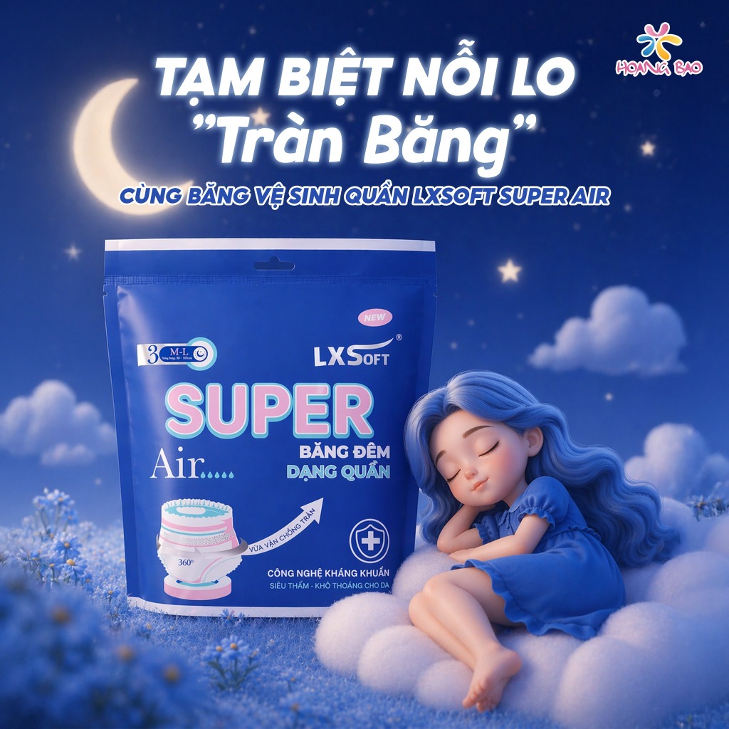 [ TẶNG 12 BVS] Băng Vệ Sinh Quần LXSoft Super Air cao cấp, Bạc Hà mát lạnh, Mặt bông mềm, siêu thấm 