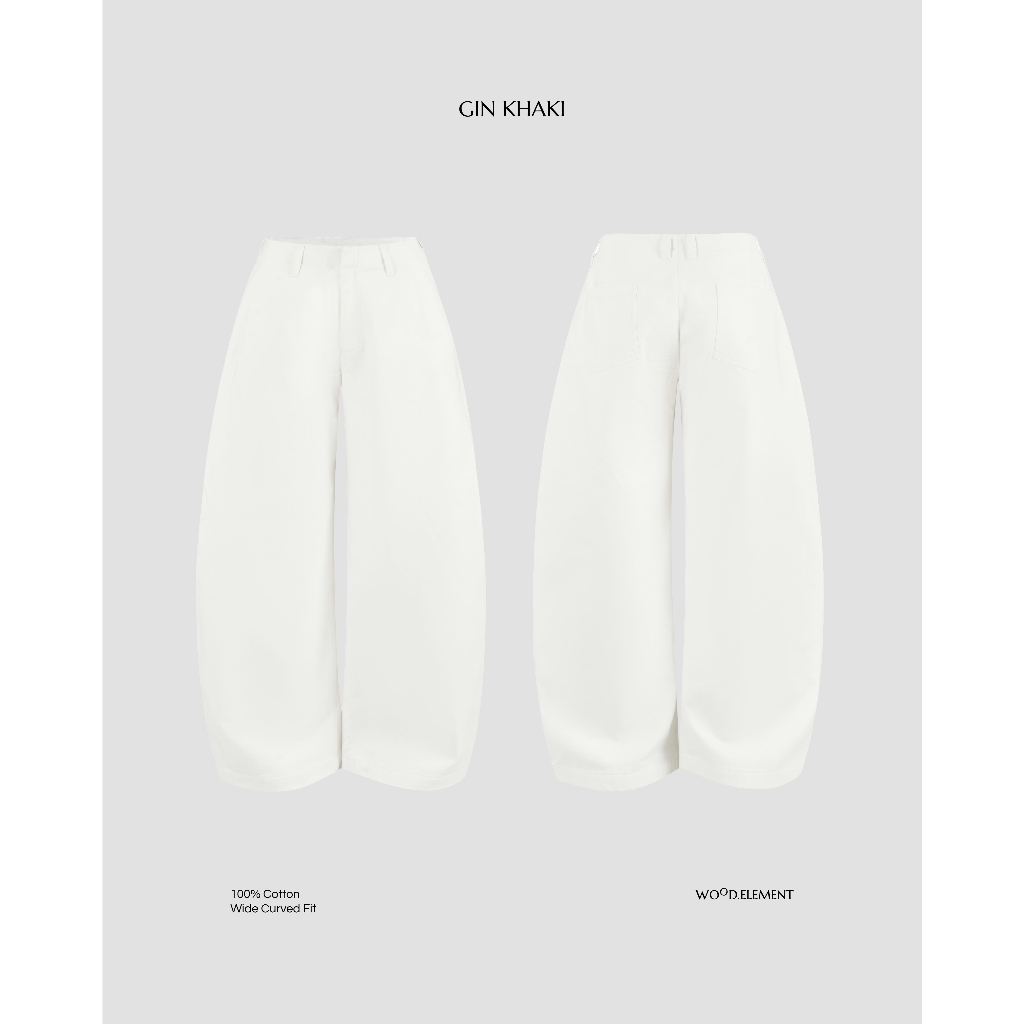 Quần Kaki nam - WOOD ELEMENT | GIN KAKI form Wide Curved Fit chất liệu 100% cotton